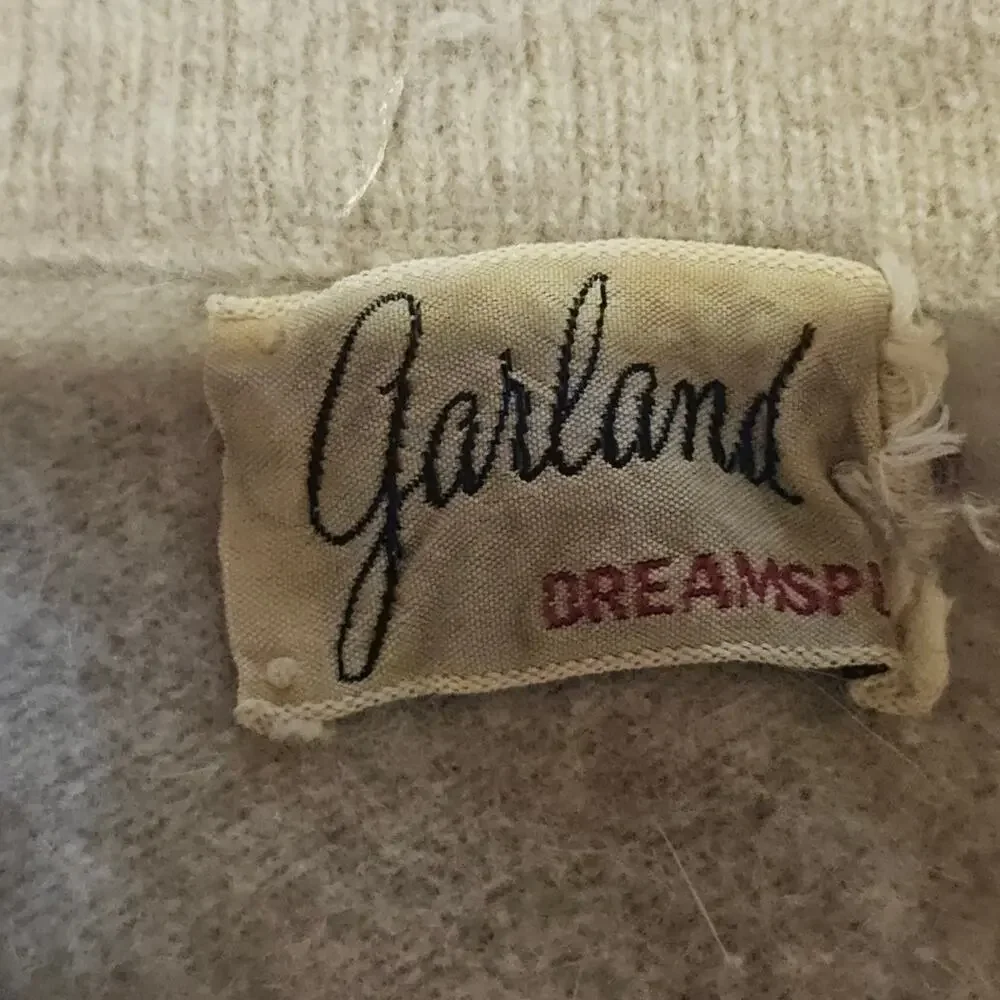 Vintage 50's Garland Dreamspun Wool Knit Sweater Cream Beige Grandmacore XS 3843 - Picture 3 of 6